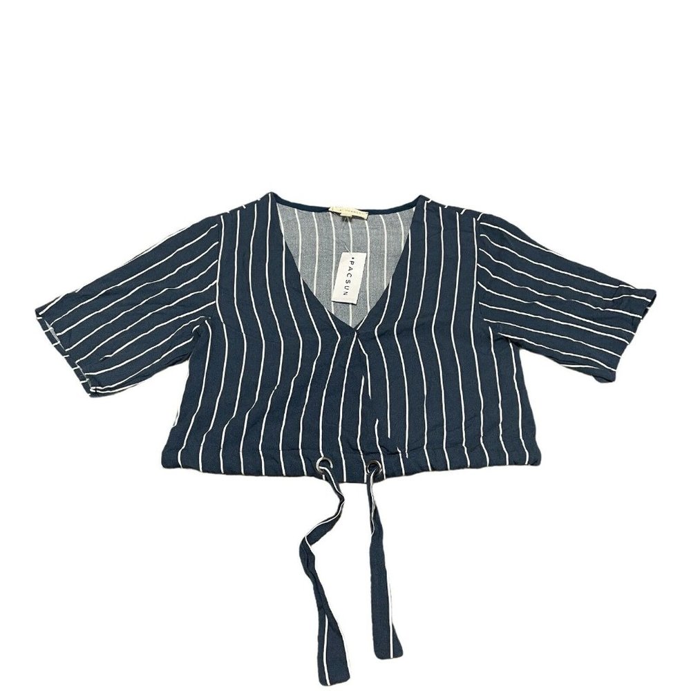 LA Hearts Pacsun Top Size XS Blue White Striped‎